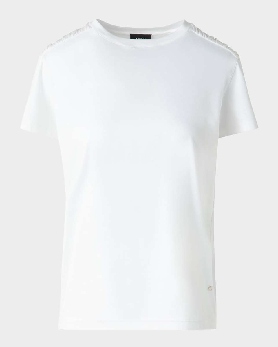 Gathered-Shoulder Cotton Jersey T-Shirt